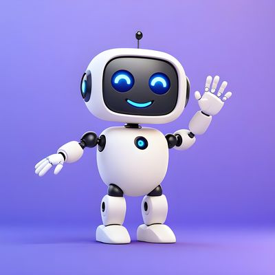 Friendly AI robot waving